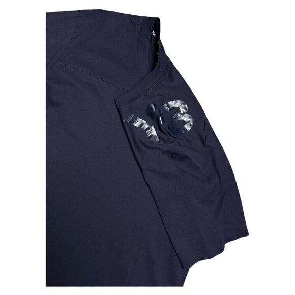 Y-3 Adidas Yohji Yamamoto Luxury Designer Streetwear V-Neck Blue Tee Shirt Small - Picture 5 of 6